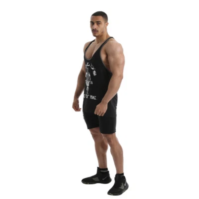 Golds Gym Camo Joe Printed Vest Tank Top black Stringer Bodybuilding Muscle Fit