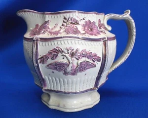ANTIKER STAFFORDSHIRE ROSA GLANZ WARE BLUMEN & VOGEL KRUG CA. 1820er Jahre - Bild 1 von 9