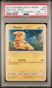 2017 POKEMON SHINING LEGENDS #28 PIKACHU HOLO COSMOS KANTO TIN PSA 9 MINT - Picture 1 of 2