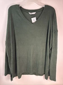 SONOMA good for life Woman Green Sweater Pullover Soft Comfy V Neck Size XXL - Picture 1 of 7