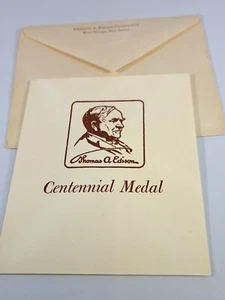 Thomas Edison Centennial Medal w/Presentstion Folder/Brochure -J - Picture 1 of 4