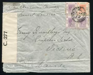 HONG KONG ALLA COLOMBIA BRITANNICA CANADA PAN AM POSTA AEREA SECONDA GUERRA MONDIALE CENSORE - Foto 1 di 2