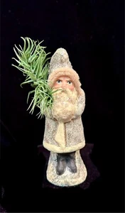 CHALKWARE SANTA, BY KINDRED SPIRITS, MINIATURE BELSNICKLE, SIGNED, DATED 1999 - Picture 1 of 10