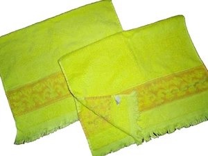 VINTAGE SEARS ROBEBUCK YELLOW SANTA CRUZ IMPERIAL SCROLL (2) HAND TOWELS 16X22 - Picture 1 of 5