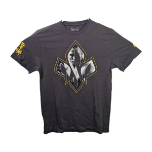 Camiseta Under Armour Para Hombre Calce Suelto Gráfico Flor Algodón Gris Amarillo Talla M - Imagen 1 de 9