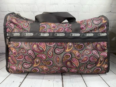 Bolso de Mano LeSportsac Grande Fin de Semana de Viaje Lona Floral Paisley Rosa Foto 1 de 4