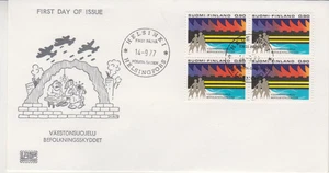 FINLAND  : 1977   FDC/ COVER - SCOTT # 601   BLOCK 4 / FIRE AND WATER - Picture 1 of 1
