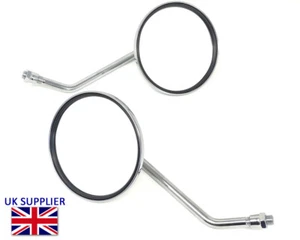 Chrome Round Side Mirrors for Scooter Moped Rear View Wing 8mm Clockwise Thread - Picture 1 of 8