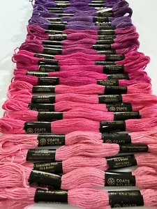 Coats & Clark Embroidery Floss Thread Lot of 30 Skeins Pink and Purple Shades - Picture 1 of 5
