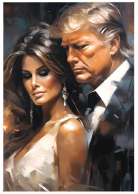 DONALD J & MELANIA TRUMP * ACEO personalizado * Novidade * PRESIDENTE * Cartão de arte * ATC - Imagem 1 de 2