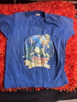 Camiseta Vintage Puntada Única Niños EE. UU. Unisex Años 80 Ranas y Mariposas Foto 1 de 4