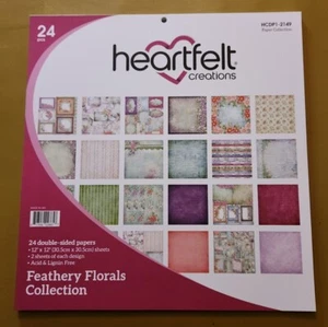 Heartfelt Creations FEATHERY FLORALS Paper Pad Card Scrapbooking Stock 12” New - Picture 1 of 7