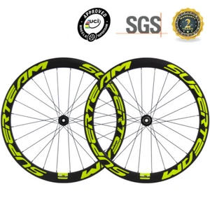 SUPERTEAM Cyclocross Bicicleta Clincher Juego de Ruedas de Carbono 50 mm Freno de Disco Rueda de Bicicleta - Imagen 1 de 11