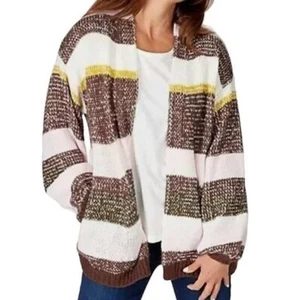 Candace Cameron Bure Striped Balloon Sleeve Cardigan SMALL (9998) - Picture 1 of 6