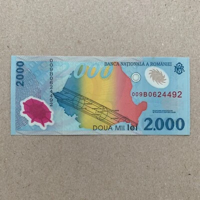 GALAXY Rumania 2000 LEI P-111 1999 POLÍMERO CONMEMORATIVO dinero rumano Foto 1 de 4