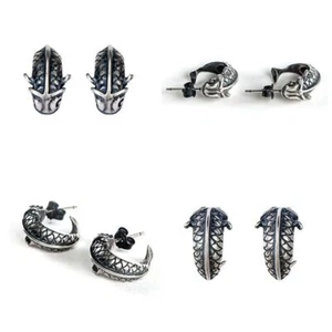 Pendientes góticos retro de plata de ley 925 Lucky Koi Fish minimalistas para mujer - Imagen 1 de 5