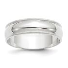 10 Karat Weißgold 6 mm Milgrain Rund Hochzeitsband Ring Geschenk für Frauen Größe 8