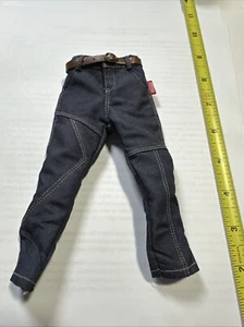 Jeans de diseñador escala 1/6 con cinturón marrón de mezclilla de moda - Imagen 1 de 4