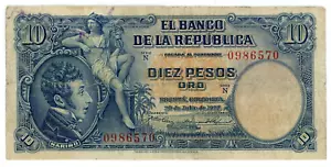 Colombia … P-377 … 10 pesos … 20-lug-1927 … *F* 😀 - Foto 1 di 2