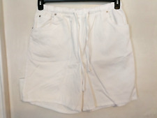 Denim & Co Womens Shorts L White Bermuda Jean Pockets Pull On Elastic Waist