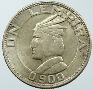 1937 HONDURAS War Chieftain Lempira VINTAGE OLD Silver Lempira Coin i116572 - Picture 1 of 2