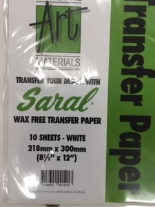 Paquete de papel de transferencia gratuita Saral Wax 10 hojas blanco - Imagen 1 de 1
