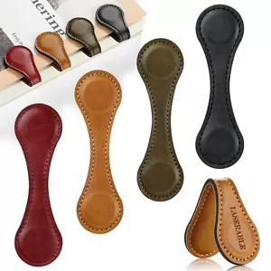 4 Pcs Magnetic Bookmarks, Classic Stitched Leather Bookmark,Lasable Engravable - Picture 1 of 7