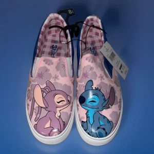 Disney Stitch & Angel Zapatillas bajas sin cordones Rosa Zapatos molidos para mujer 8 1/2 - Imagen 1 de 7