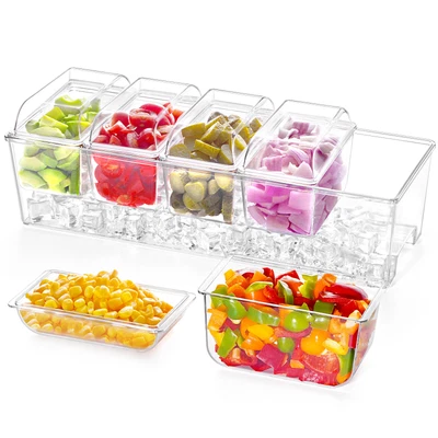 Carrito de condimentos refrigerado por hielo Lifewit con 5 contenedores, bandeja para servir Foto 1 de 4