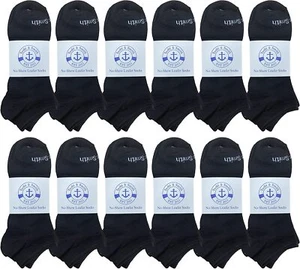 12 Pairs Black Yacht & Smith Men's No Show Thin Low Cut Sport Training Socks - Picture 1 of 7