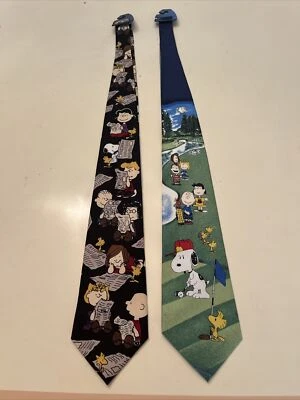 Official peanut ties reading the paper golfing on the golf course Both Neckties - Image 1 of 4