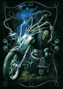 GOTHIC ART - NIGHT RIDER REAPER 3D BIKER PICTURE PRINT 300mm x 400mm - Picture 1 of 2