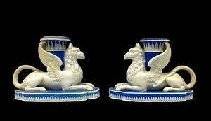 Spode Candlesticks Chamber sticks X 2 RARE Spigged Griffins C1820 Georgian - Picture 1 of 9