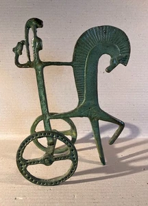 Antiker griechischer Streitwagen Bronzeguss patiniert Replika Höhe ca. 25 cm - Bild 1 von 5