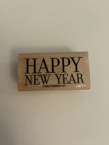 Stampin Up! Sello de goma montado en madera Feliz Año Nuevo 2007 RS50 - Imagen 1 de 3