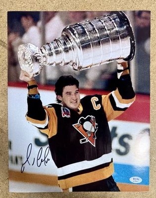Foto firmada por Mario Lemieux de la NHL Pittsburgh Penguins 11x14 de la corte con certificado de autenticidad de PSA Foto 1 de 3