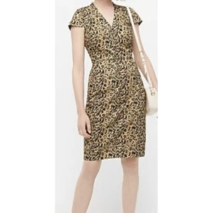 J Crew Animal Print Women Dress Size 8 Leopard Mob Wife Cotton Stretch NWT - Picture 1 of 13