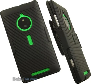 BLACK RUBBERIZED HARD CASE COVER + BELT CLIP HOLSTER STAND FOR NOKIA LUMIA 830 - Picture 1 of 12
