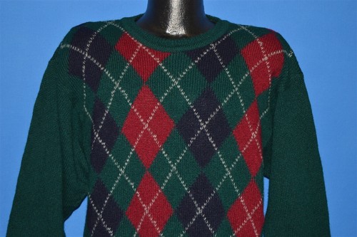 maglione pull over scozzese vintage anni 80 BURBERRYS VERDE ARGYLE PLAID 100% LANA S