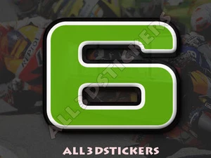 Autocollant Résine Nombre 6 Six 3D Couleur Verte Dimension 25mm - Foto 1 di 1