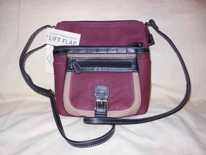 St. John's Mini Multi Flare cross-body Bag in Burgundy & Black/Latte colorblock - Picture 1 of 6