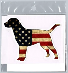 American Flag Dog 4" 100% Weather Resistant Indoor Outdoor Vehicle Sticker NEW - Picture 1 of 2
