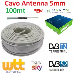 CAVO COASSIALE TV/SAT 5MM PVC MATASSA DA 100 METRI MAXITAL K120EE - Foto 1 di 3