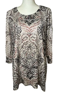 Blusa túnica de encaje negra Brittany para mujer 1X talla grande manga 3/4 forrada - Imagen 1 de 11