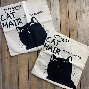 It's Not Cat Hair It's Kitty Glitzer Überwurf Kissenhülle (Menge 2) 18" x 18" - Bild 1 von 5
