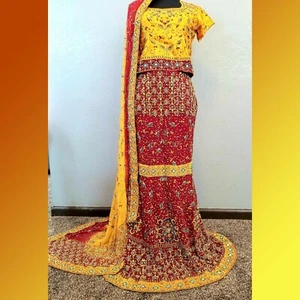 Heavy Designer Lehenga Choli bridal,wedding Wear Indian Pakistani Lehnga - Picture 1 of 5