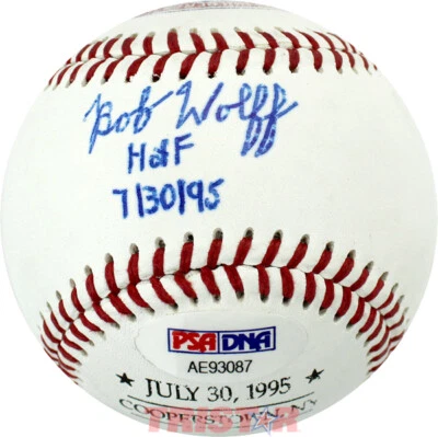 BOB WOLFF AUTOGRAPHED 1995 HALL OF FAME BASEBALL INSCRIBED HOF 7/30/95 TRISTAR - Image 1 of 2