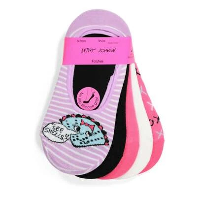 ¡Nuevo! Paquete de 5 calcetines para mujer Betsey Johnson Seashells Footies No Show Foto 1 de 4