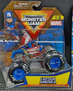 Hotwheels Monster Jam Trucks 1:64 Diecast Car - CAPITÁN AMÉRICA Marvel Serie 2 - Imagen 1 de 2