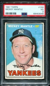 PSA 3 VG 1967 TOPPS MICKEY MANTLE #150 YANKEES HOF 63048 SD213 - Picture 1 of 2